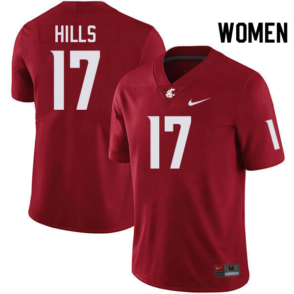 Women #17 Brandon Hills Washington State Cougars College Football Jerseys Stitched-Crimson
